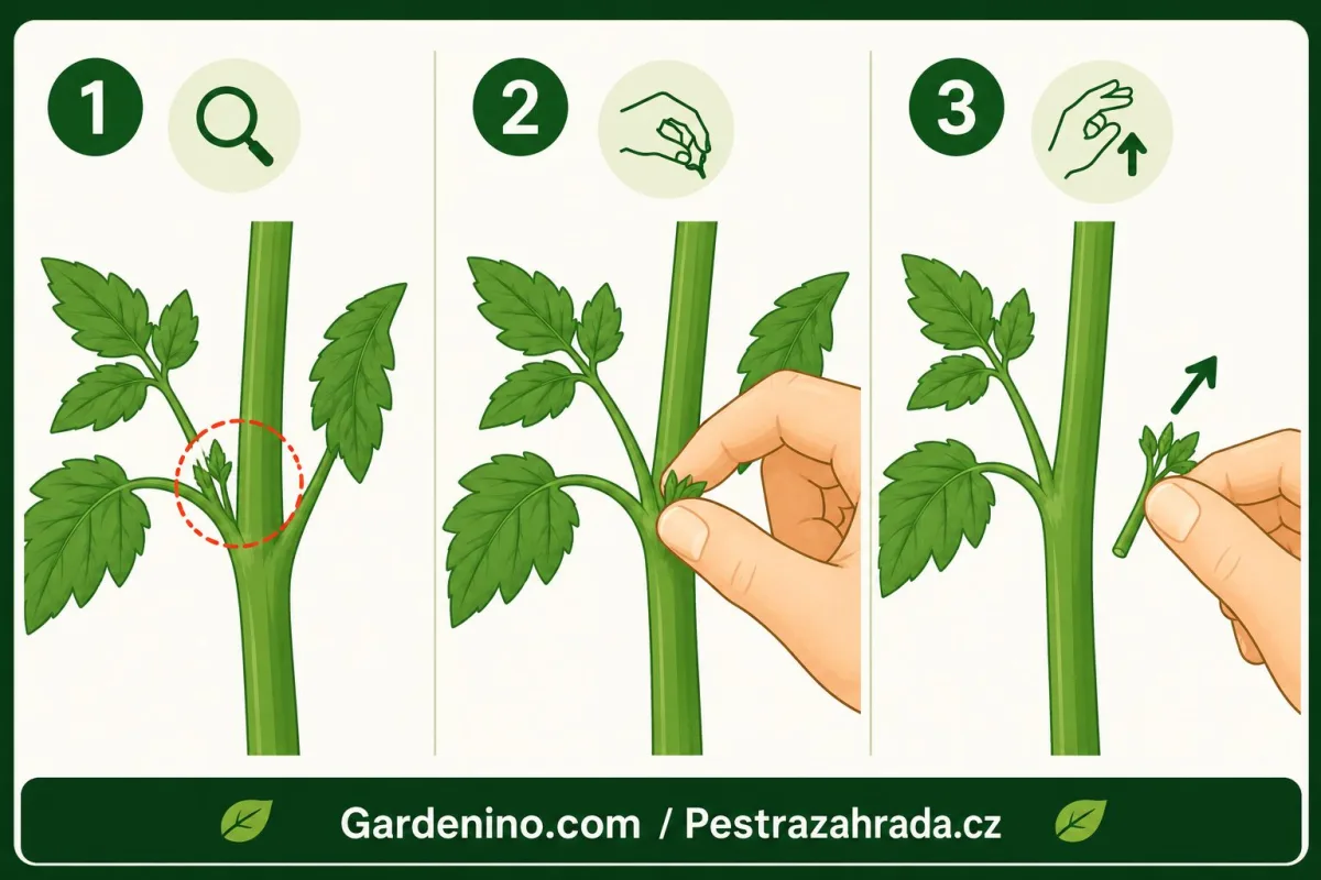Vylamovanie zálistkov pri paradajkách / Foto: Pestrazahrada a Gardenino