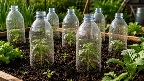 Bottiglie di plastica come mini serre per ogni meteo e piantine robuste